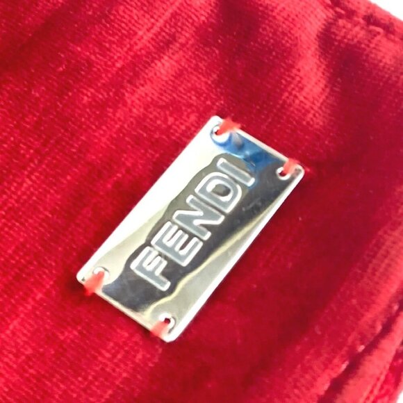 FENDI rhinestone interior swarovski logo Cushion Cover cushion Velor Red - Picture 7 of 9